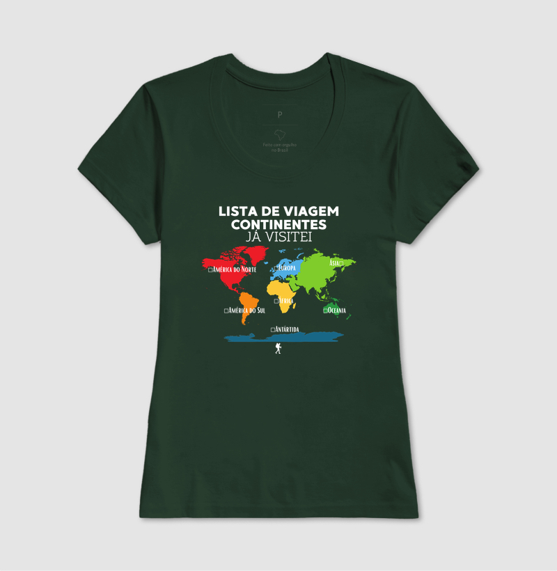 Camiseta Lista de Viagem Continentes Ja Visitei | Mapa Mundi Auto Personalizavel | Colecao Personalizaveis - Imagem 16