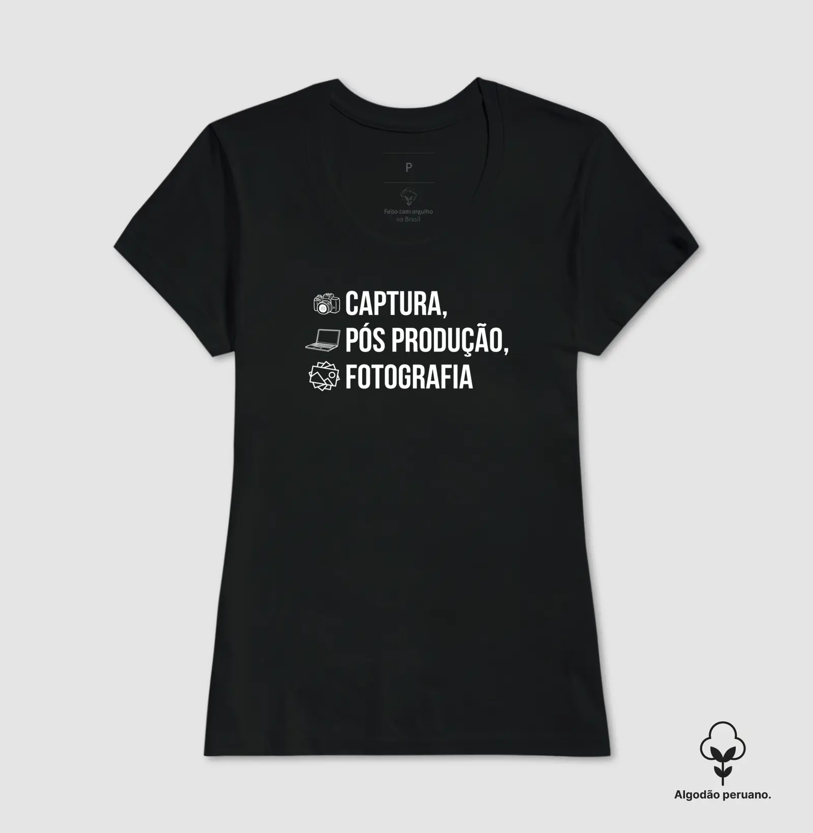 Camiseta Premium algodão Peruano captura, pós produção, fotografia - Imagem 2