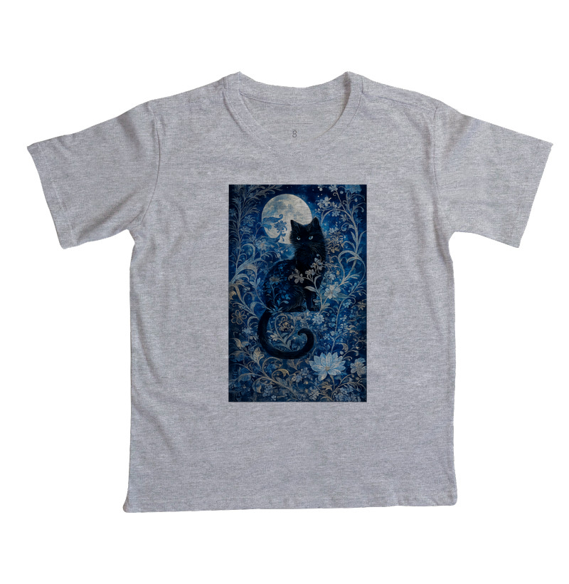 Camiseta Infantil Gato Preto e Luar Místico - Imagem 2