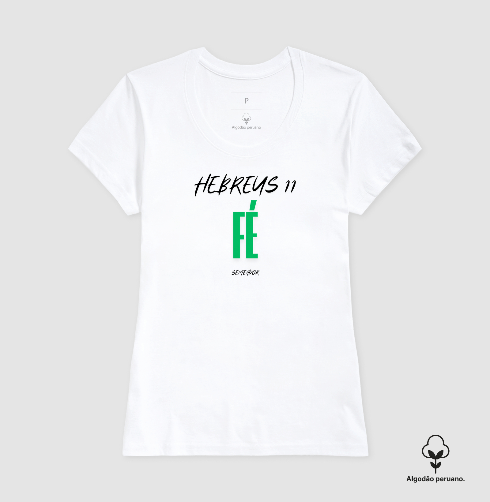 Camiseta Algodão Peruano Cristã Hebreus 11 Fé - Imagem 3