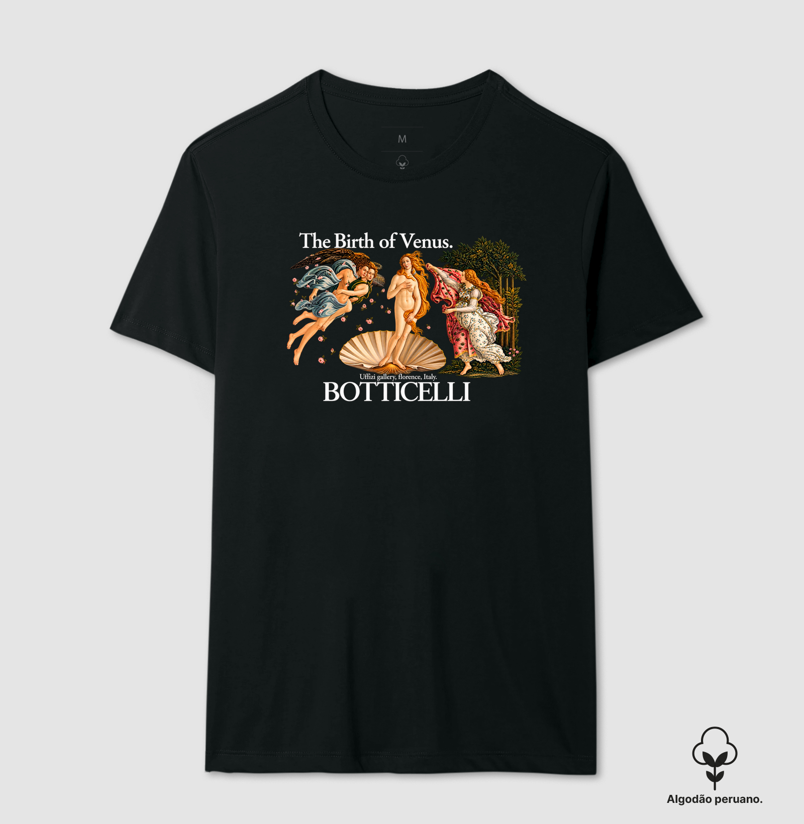 Camiseta The Birth of Venus Sandro Botticelli Algodão Peruano  - Imagem 4