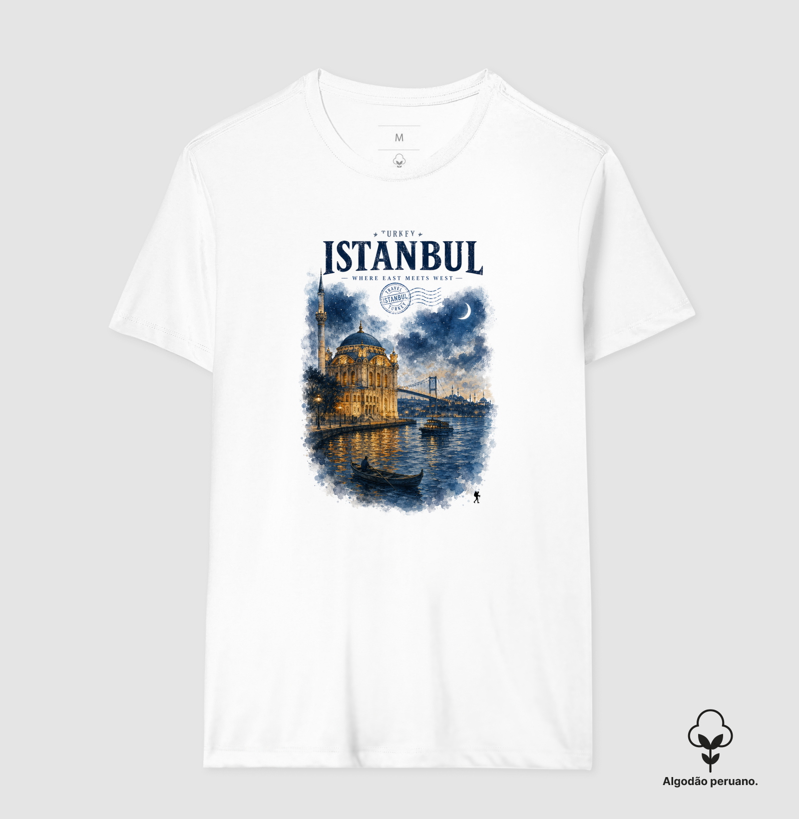 Camiseta Istanbul Turkey Where East Meets West | Aquarela Mesquita Bósforo | Colecao Fashion Travel - Imagem 3