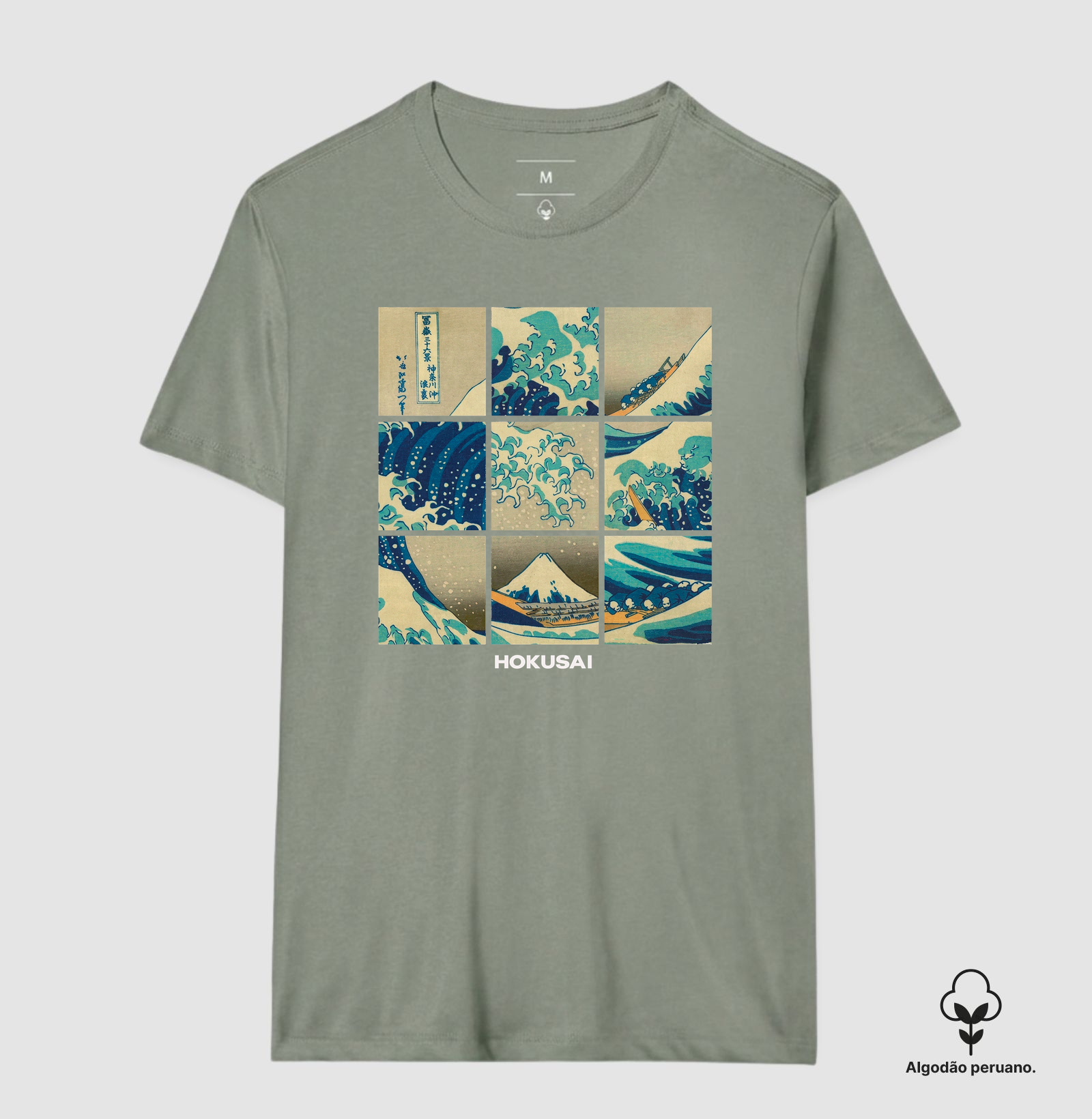  Camiseta Algodão Peruano Tanguis Hokusai A Grande Onda Mosaico - Imagem 5