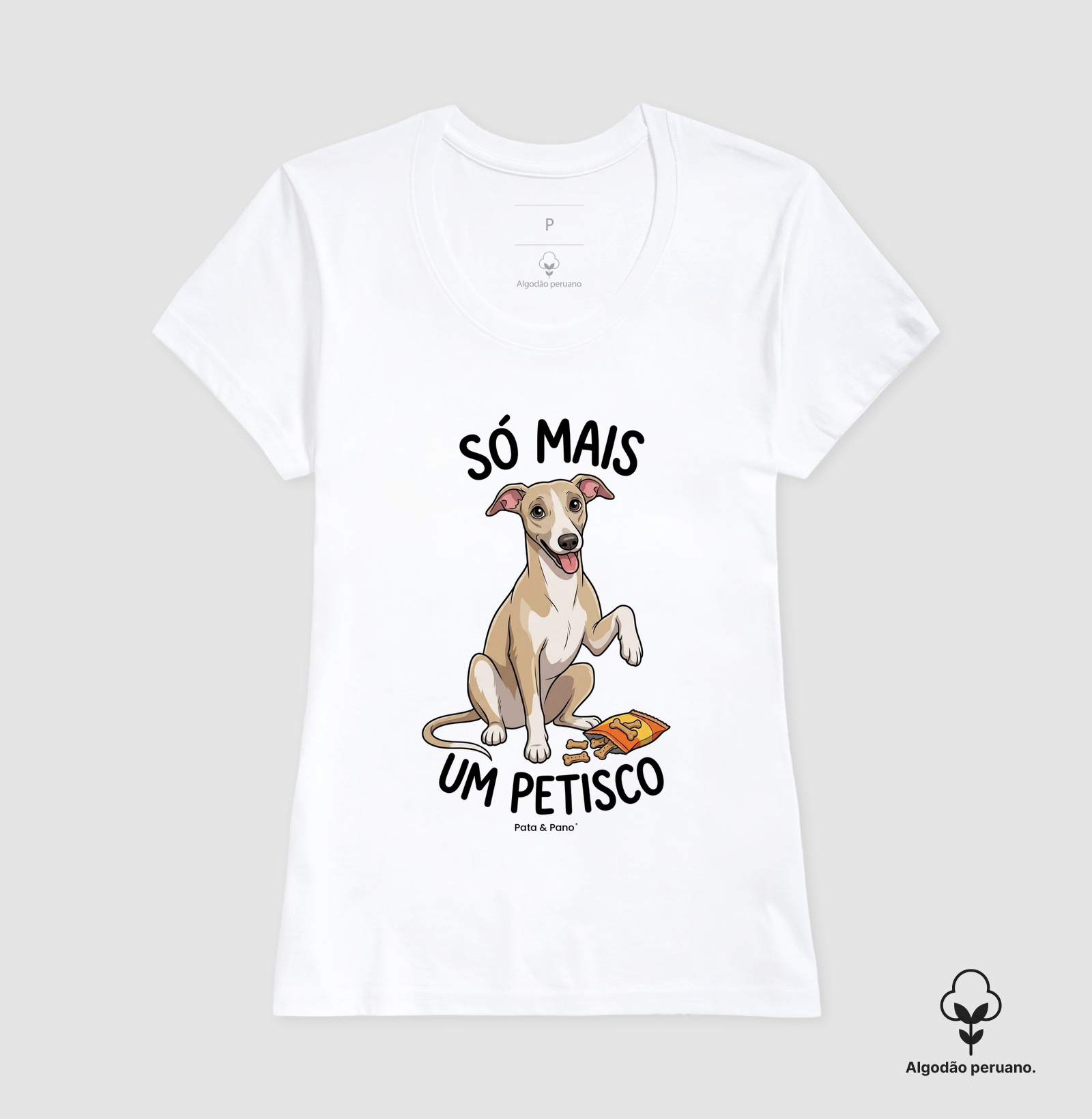 CAMISETA ALGODÃO PERUANO WHIPPET GALGO PETISCO - Imagem 2