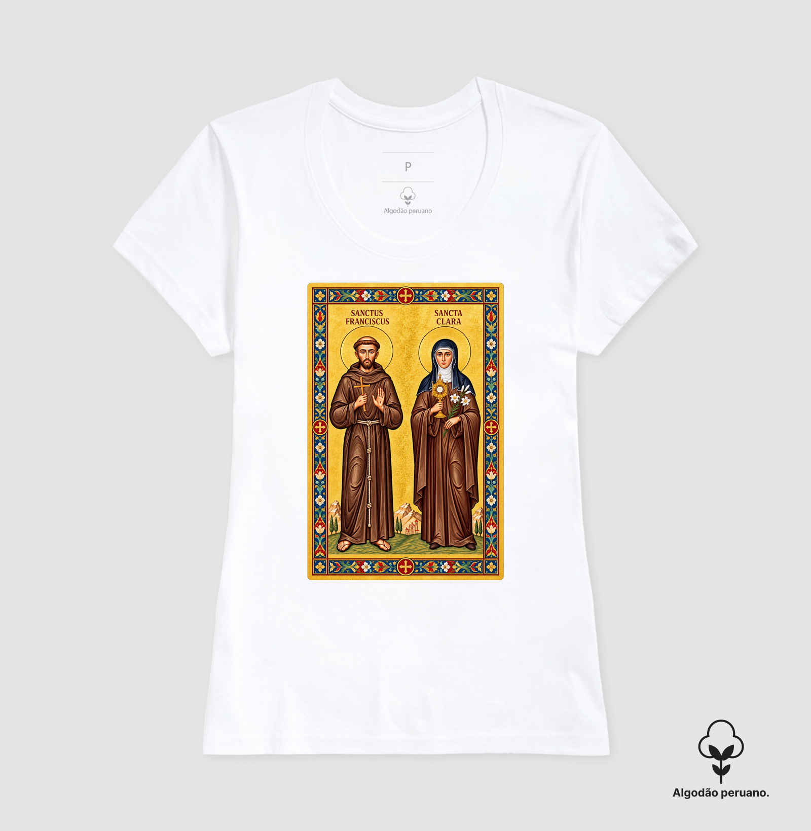 Camisa São Francisco e Santa Clara de Assis Moldura - Imagem 7