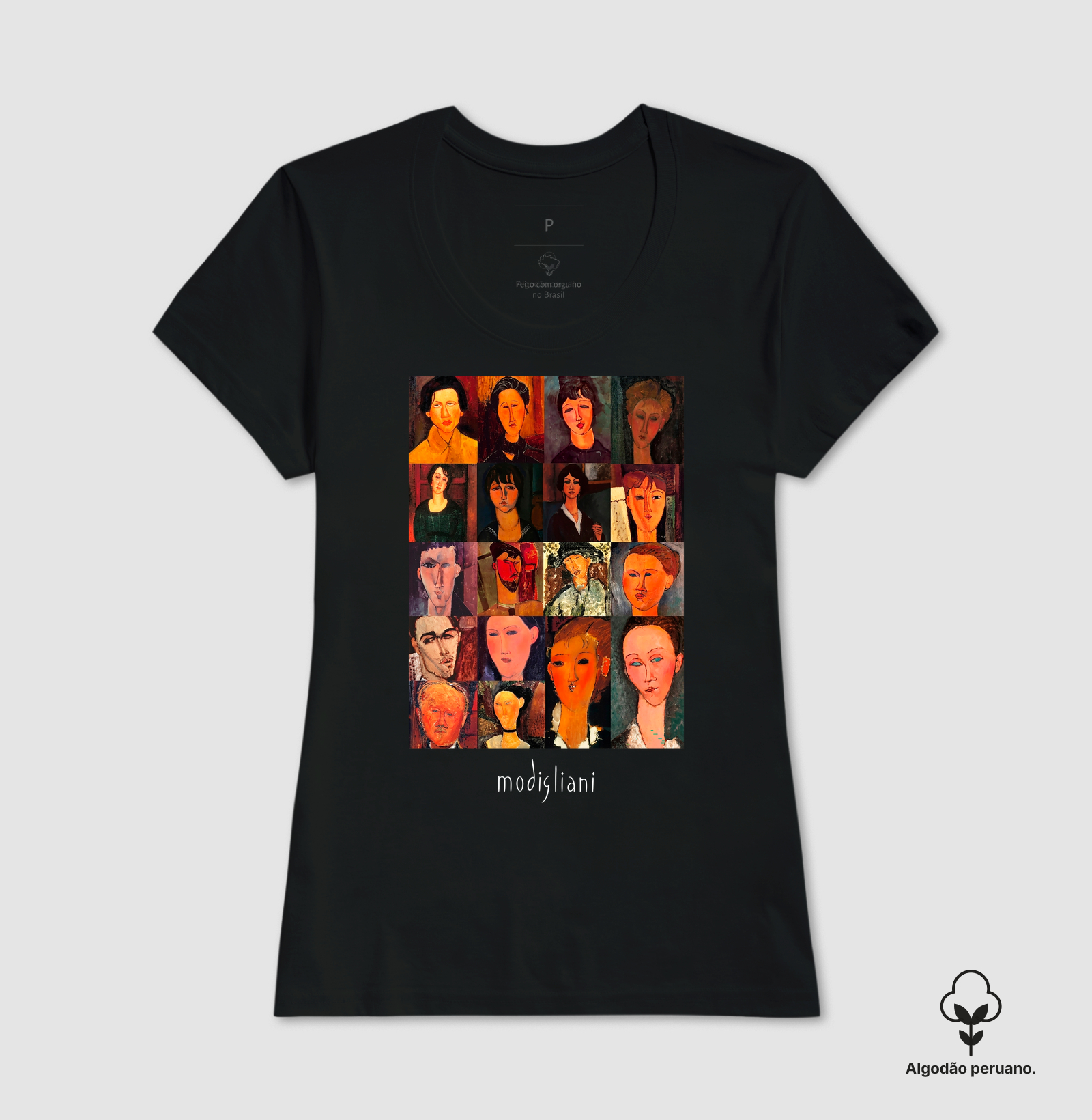 Camiseta Premium Algodão Tanguis Pintura Clássica Mosaico Modigliani - Imagem 4