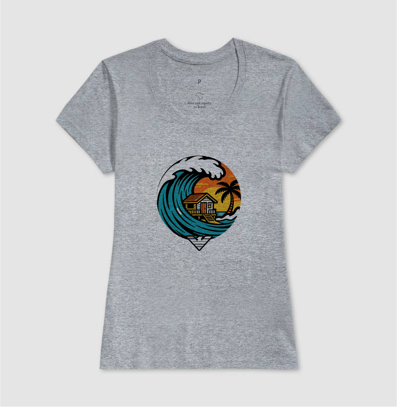 Paraíso no mar - estampa exclusiva.  Sente a brisa, ouça o som das ondas e leve a vibe do paraíso pra onde você for! Mais que uma camiseta - é levar o paraíso com você todo dia. - Imagem 9