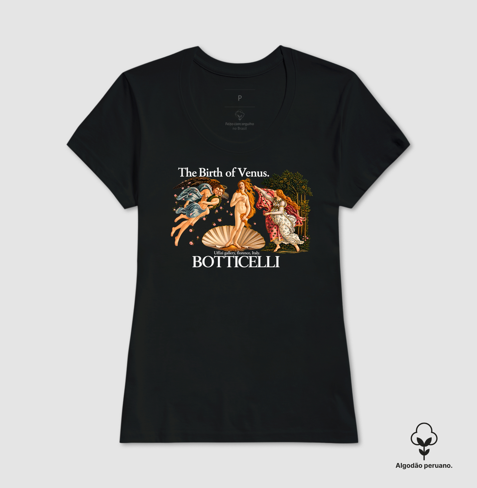 Camiseta The Birth of Venus Sandro Botticelli Algodão Peruano  - Imagem 3