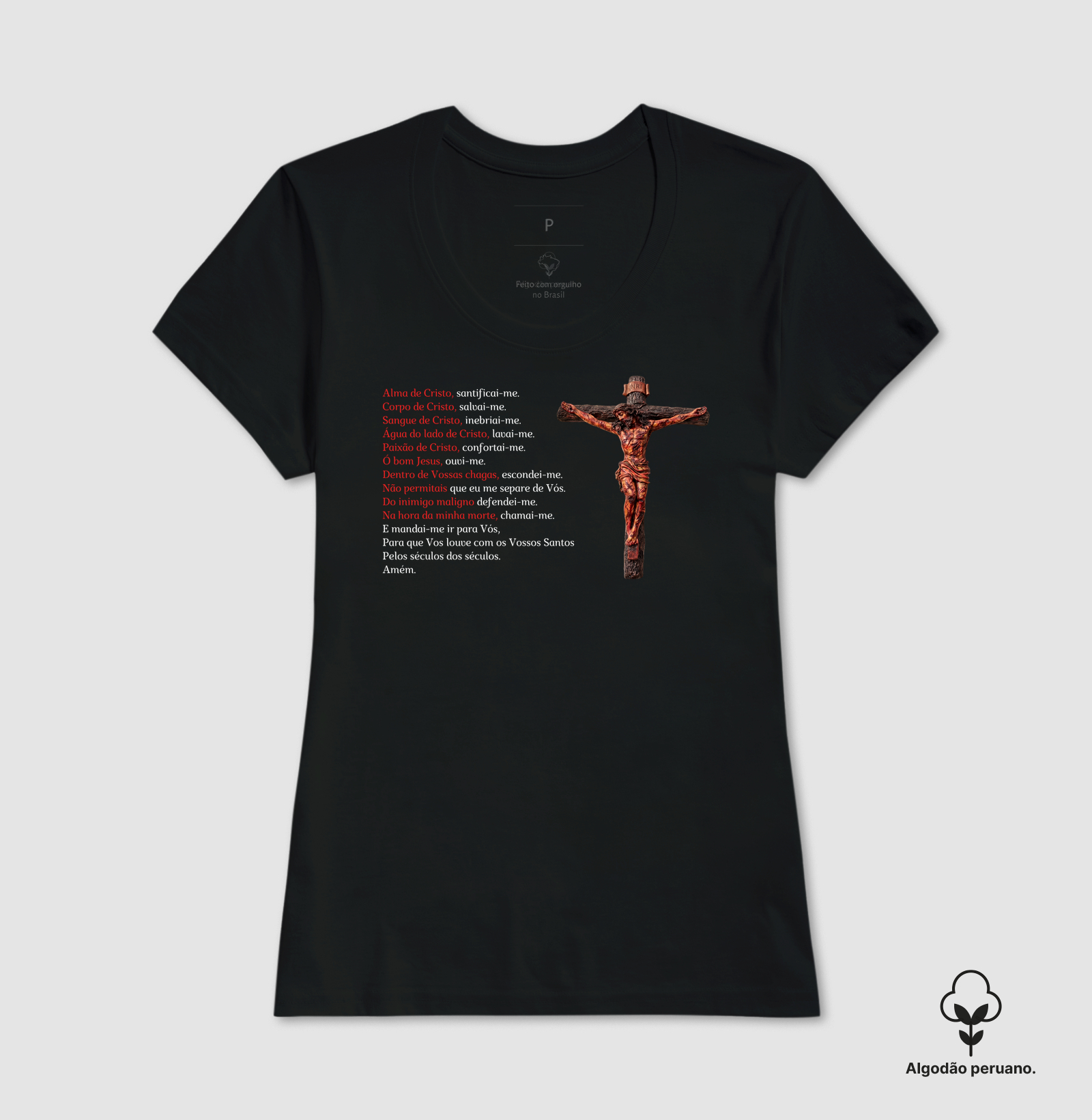 Camiseta Algodão Peruano Oração Alma de Cristo - Imagem 3