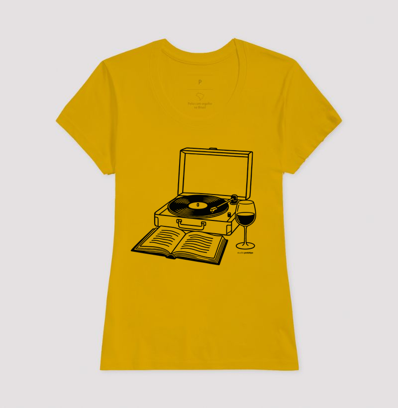 Camiseta Vinil, Livro e Vinho (estampa G) - Imagem 15