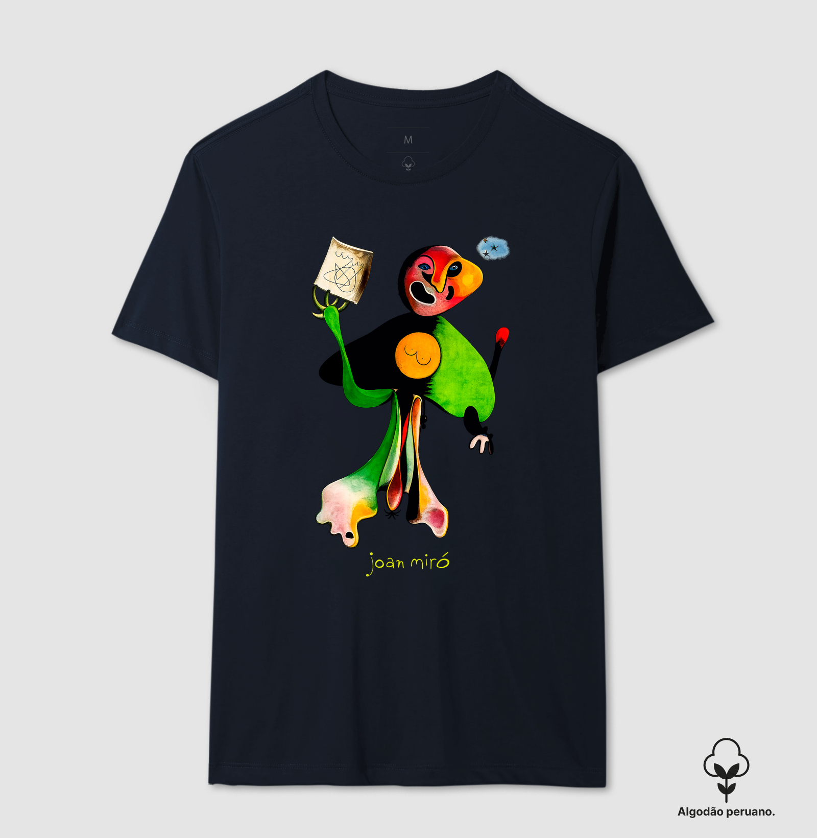 Camiseta Algodão Peruano Tanguis Joan Miró Homem com Cachimbo  - Imagem 8