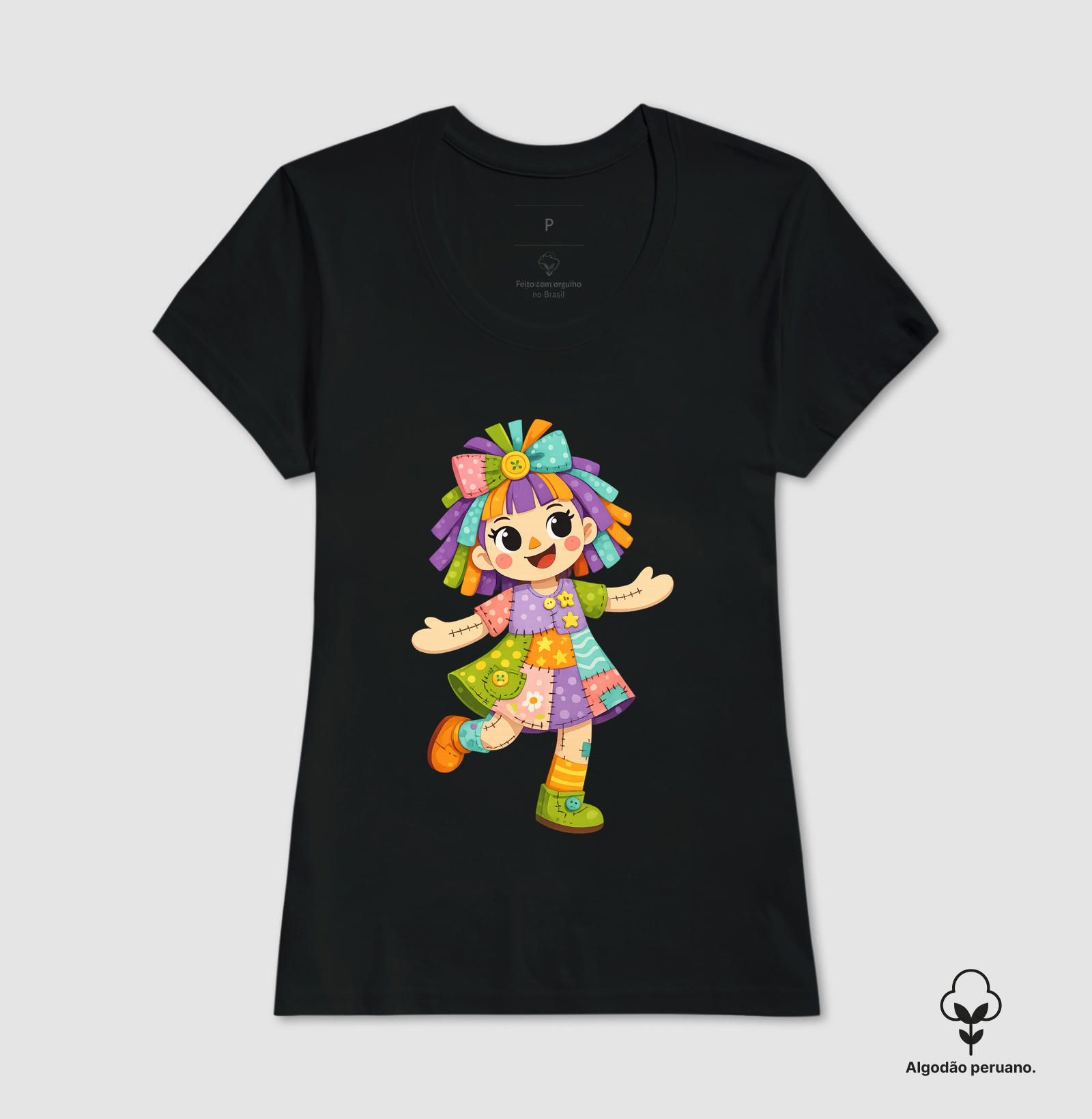 Camiseta Algodão Peruano Boneca de Pano - Azul - Imagem 11