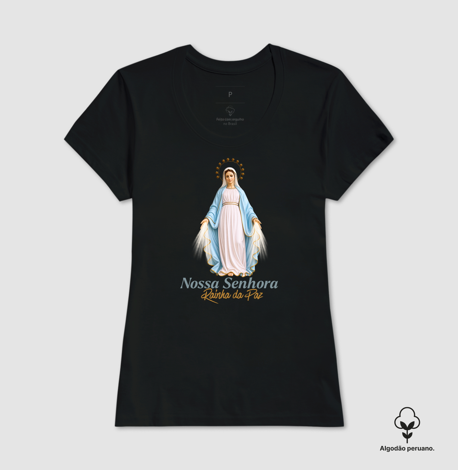 Camiseta Católica Nossa Senhora Rainha da Paz - Imagem 2