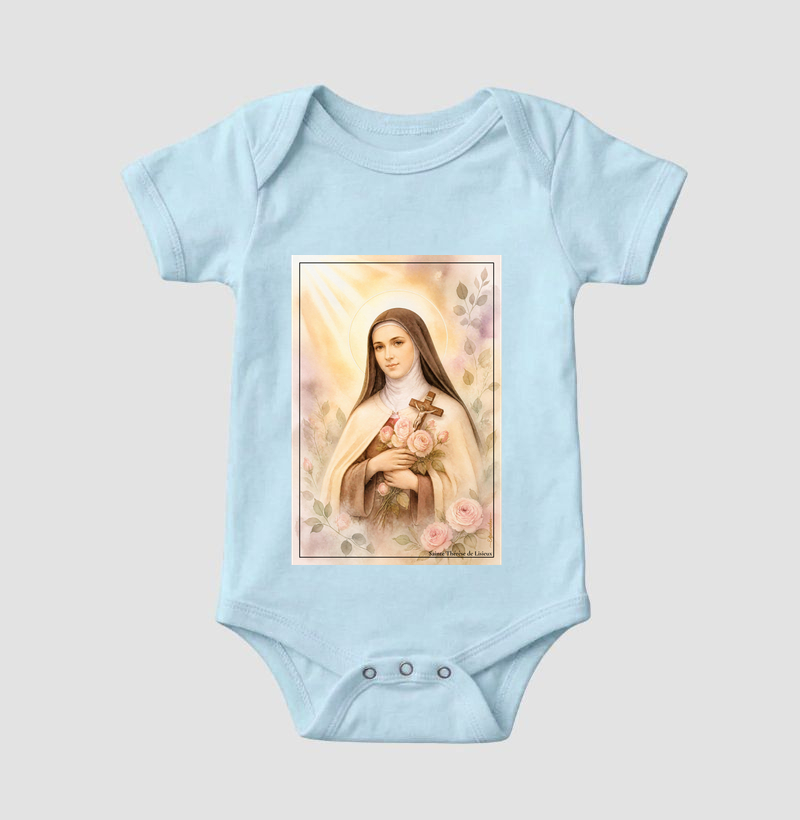 Santa Teresinha do Menino Jesus - Arte em Aquarela com Rosas - Imagem 4