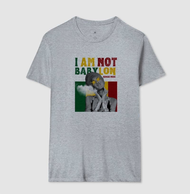 Camiseta I Am Not Babylon!  Coleção Reggae. Masculina e feminina. Algodão Premium. - Imagem 8