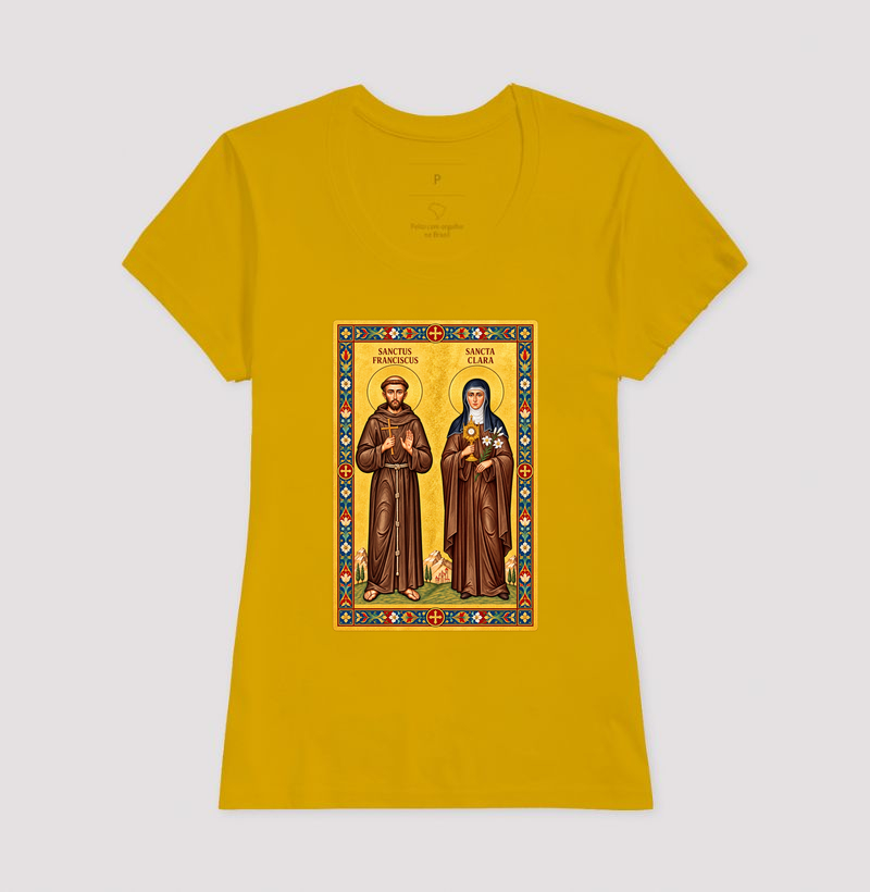 Camiseta São Francisco e Santa Clara de Assis Moldura - Imagem 13
