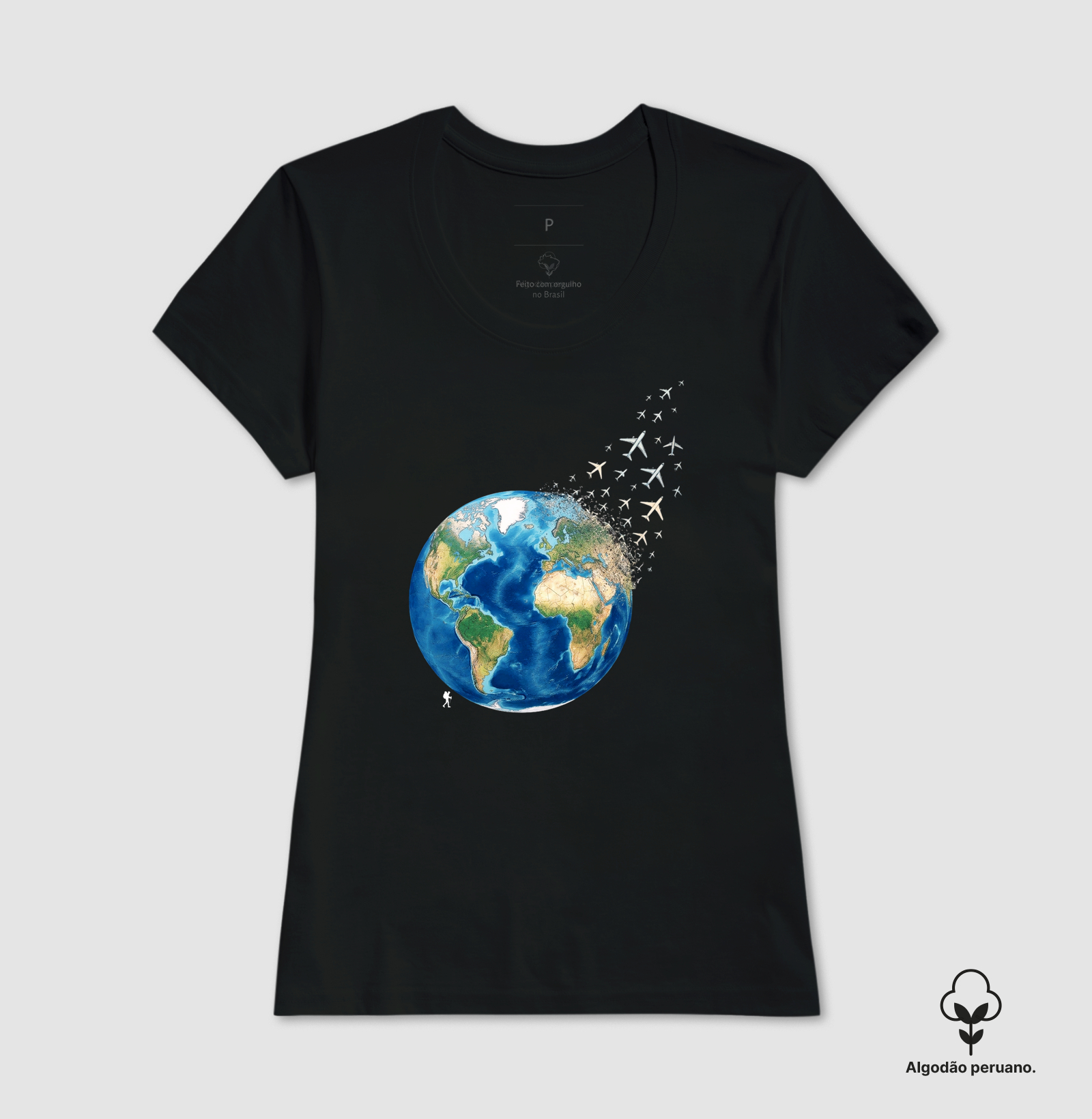 Camiseta Globo Terrestre Avioes Dispersos | Arte 3D Viagem Mundo | Colecao Viciados em Viagem - Imagem 4
