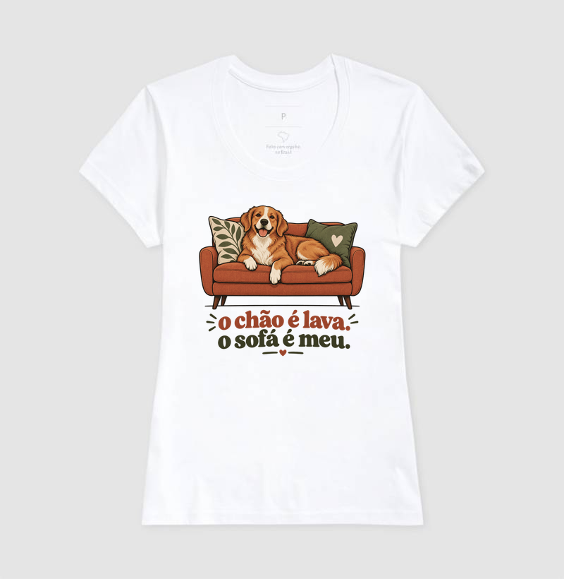 Camiseta Cachorro Sofá "o chão é lava. o sofá é meu." | Pelo & Pano - Imagem 5