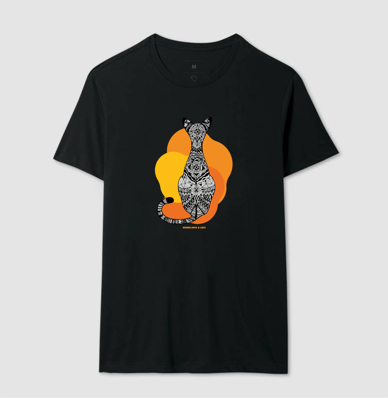Gata de costas e fundo laranja e amarelo - Imagem 3