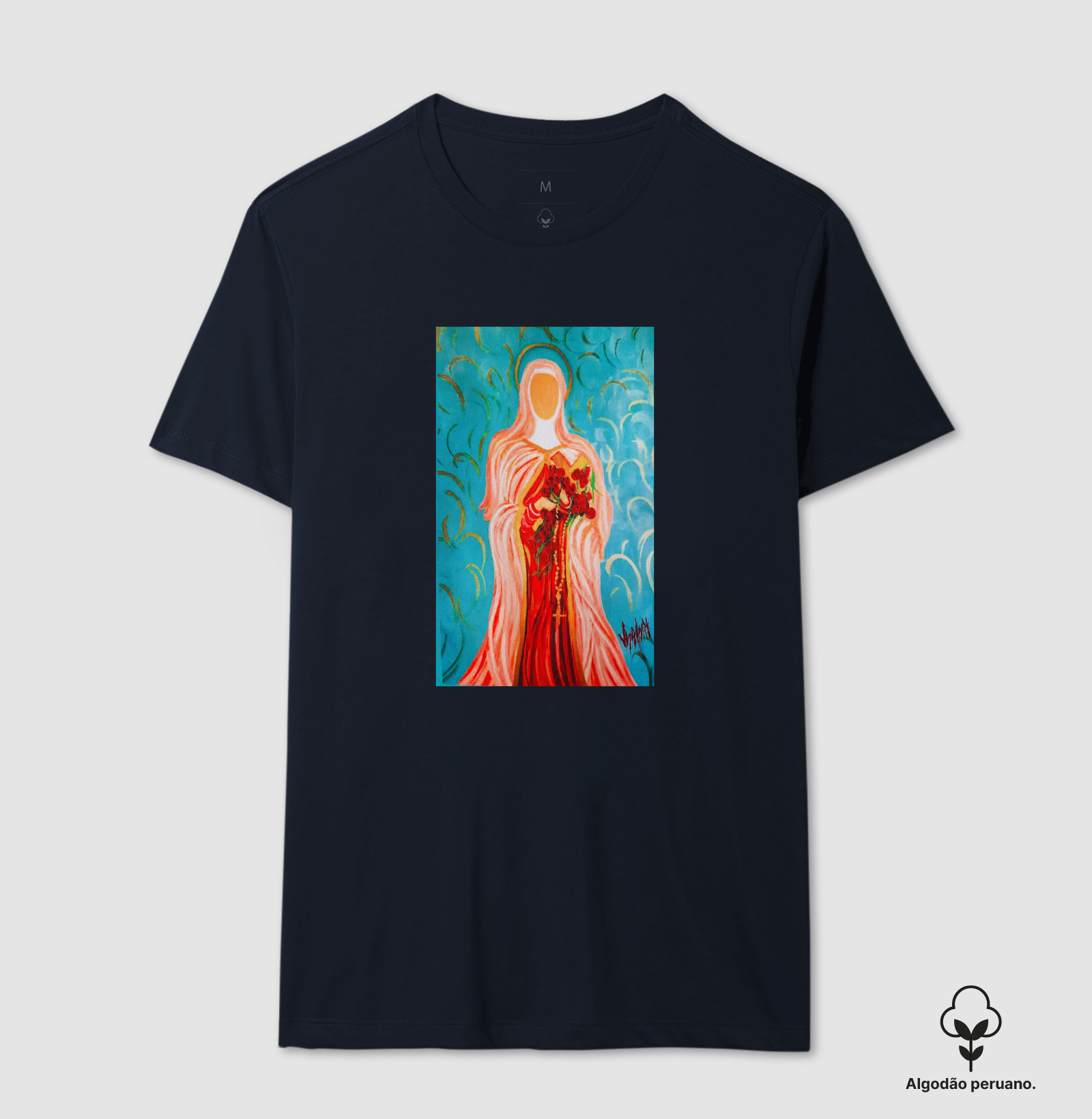 Camiseta Algodão Peruano Santa Teresinha do Menino Jesus Arte Sacra - Imagem 3