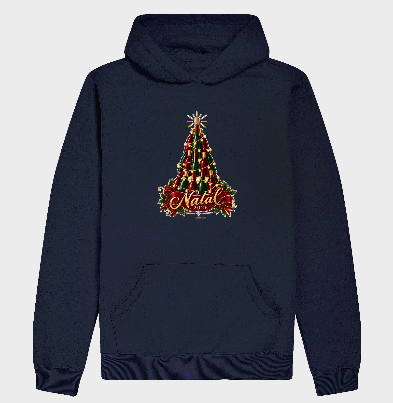 Hoodie Moletom Natal 2026 – Árvore de Garrafas de Vinho - Imagem 4