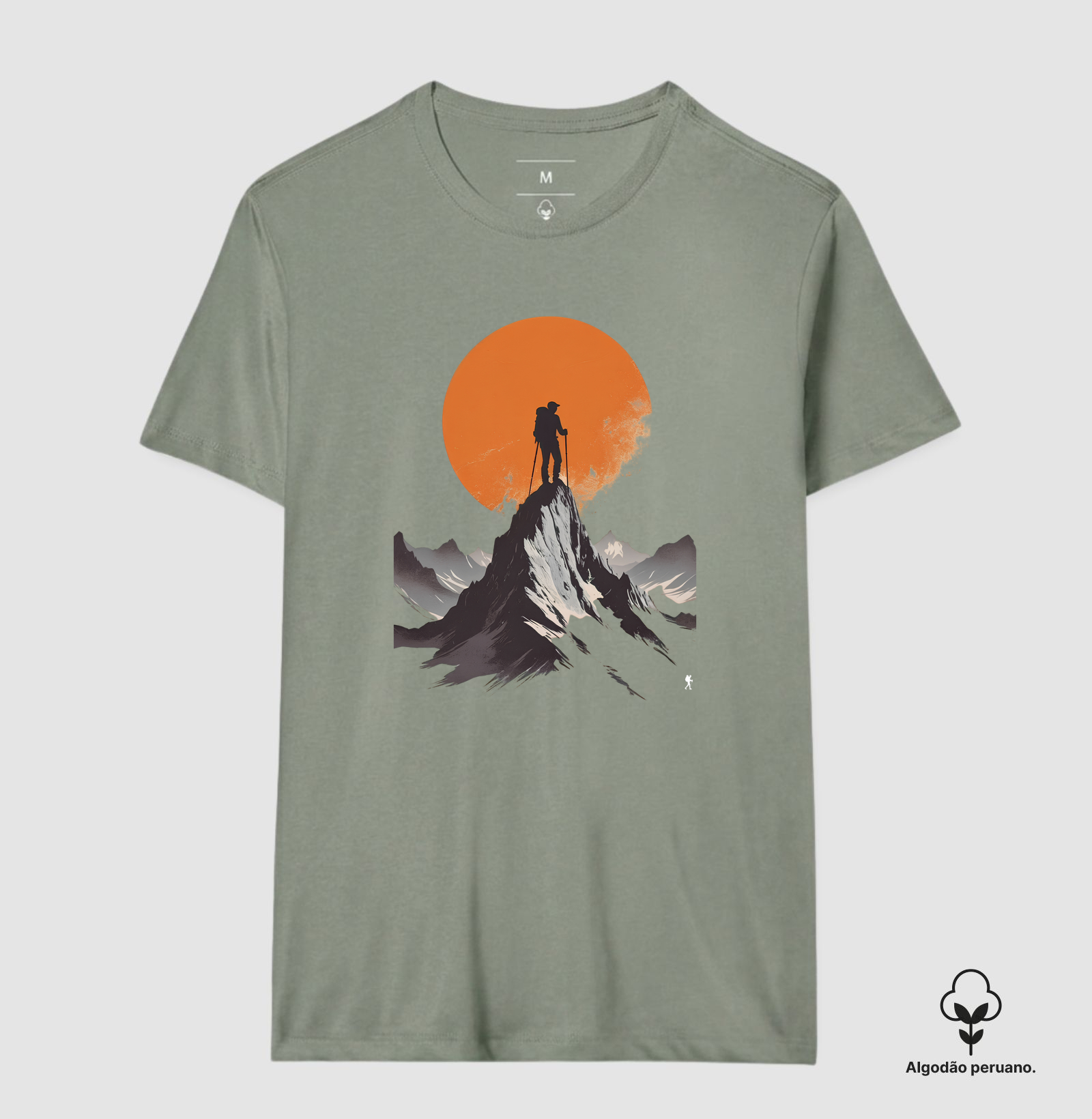 Camiseta Trilheiro no Topo da Montanha | Sol Laranja Silhueta Aventura | Colecao Fashion Travel - Imagem 9