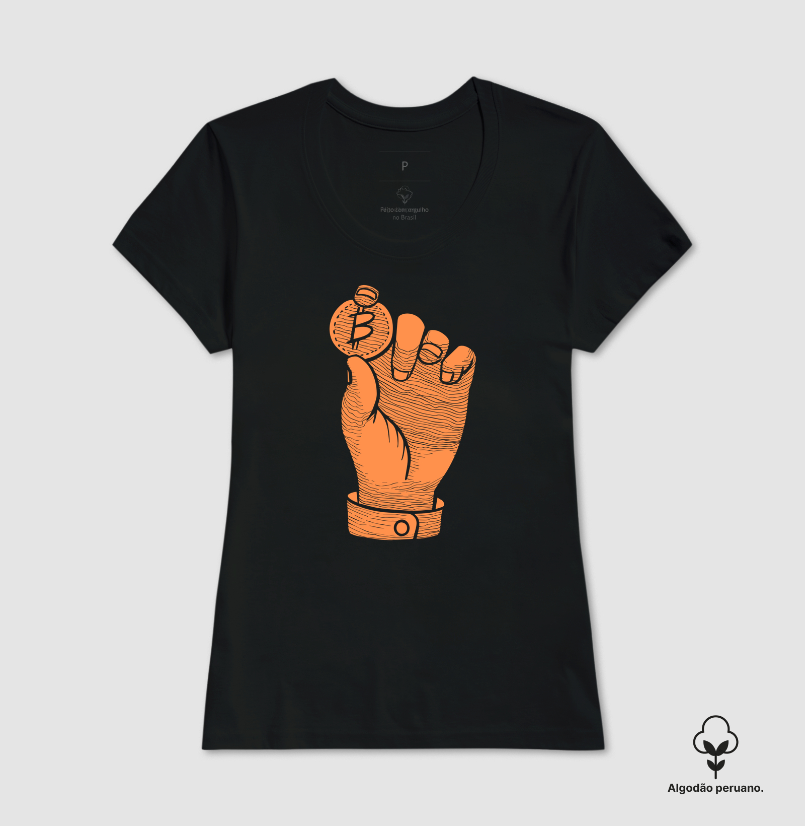 Camiseta Bitcoin Mão da Liberdade Algodão peruano - Imagem 7