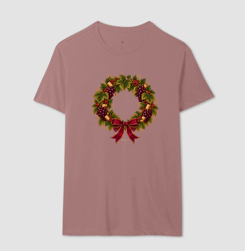 Camiseta Guirlanda de Natal do Vinho – Uvas, Rolhas e Laço - Imagem 16