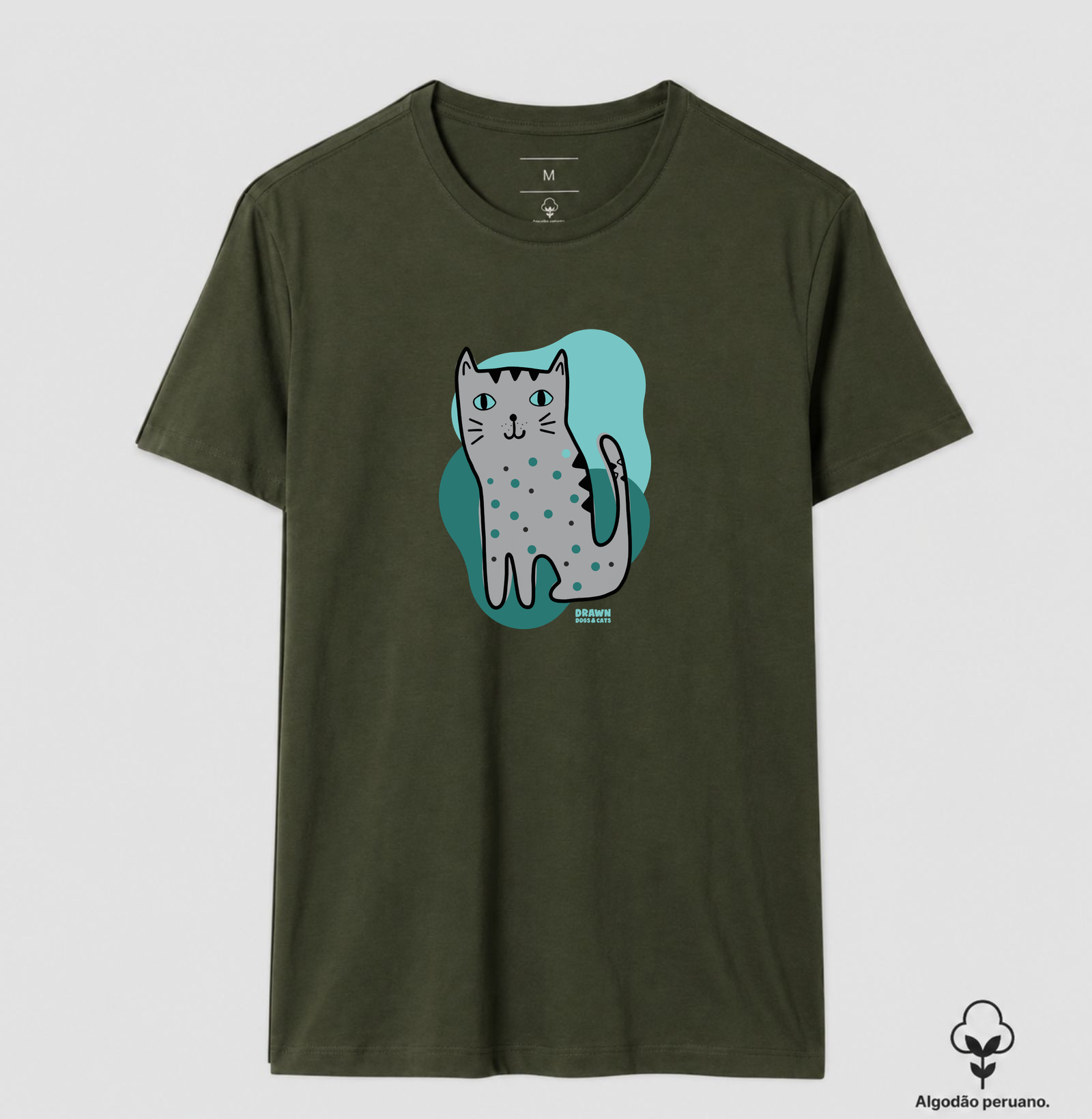 Desenho de gato cinza com fundo verde - Imagem 5
