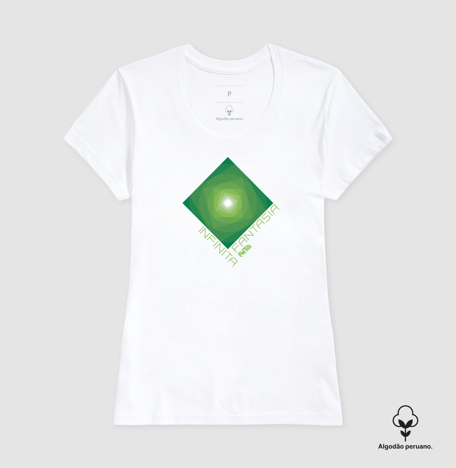 T-SHIRT "INFINITA FANTASIA" / VERDE - ESTAMPA MÉDIA (ALGODÃO PERUANO)