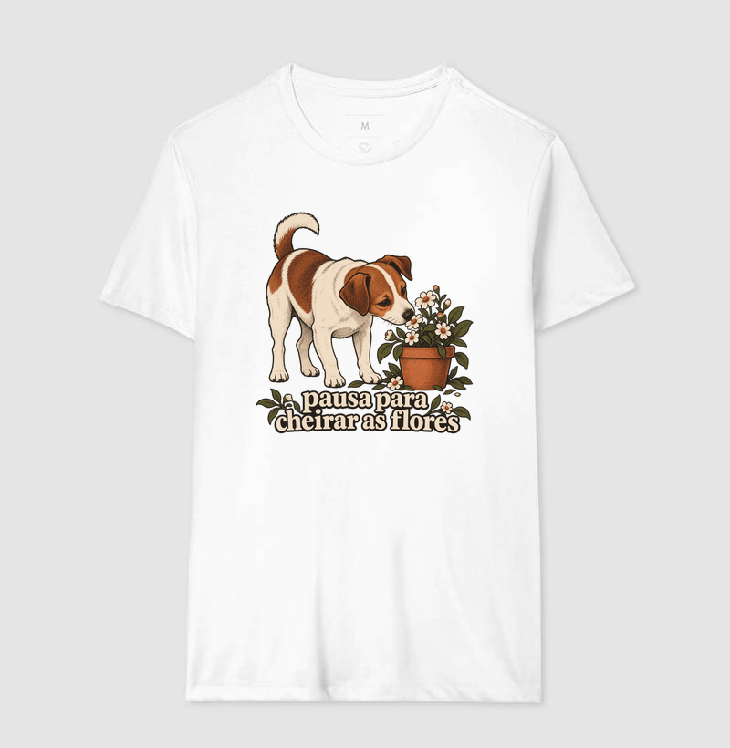 Camiseta Cachorro Flores "pausa para cheirar as flores" | Pelo & Pano - Imagem 4