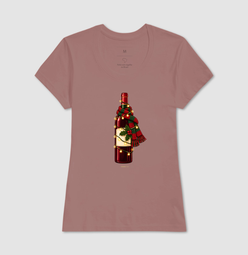 Camiseta Natal com Vinho – Garrafa de Cachecol e Pisca-Pisca - Imagem 17