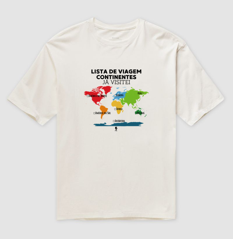 Camiseta Lista de Viagem Continentes Ja Visitei | Mapa Mundi Auto Personalizavel | Colecao Personalizaveis - Imagem 4