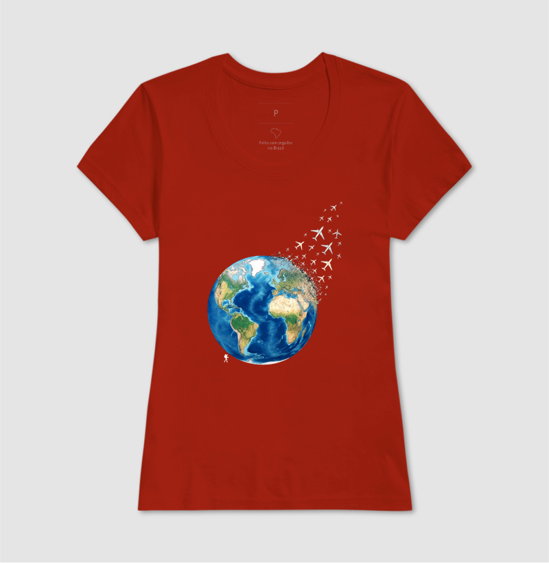 Camiseta Globo Terrestre Avioes Dispersos | Arte 3D Viagem Mundo | Colecao Viciados em Viagem - Imagem 14