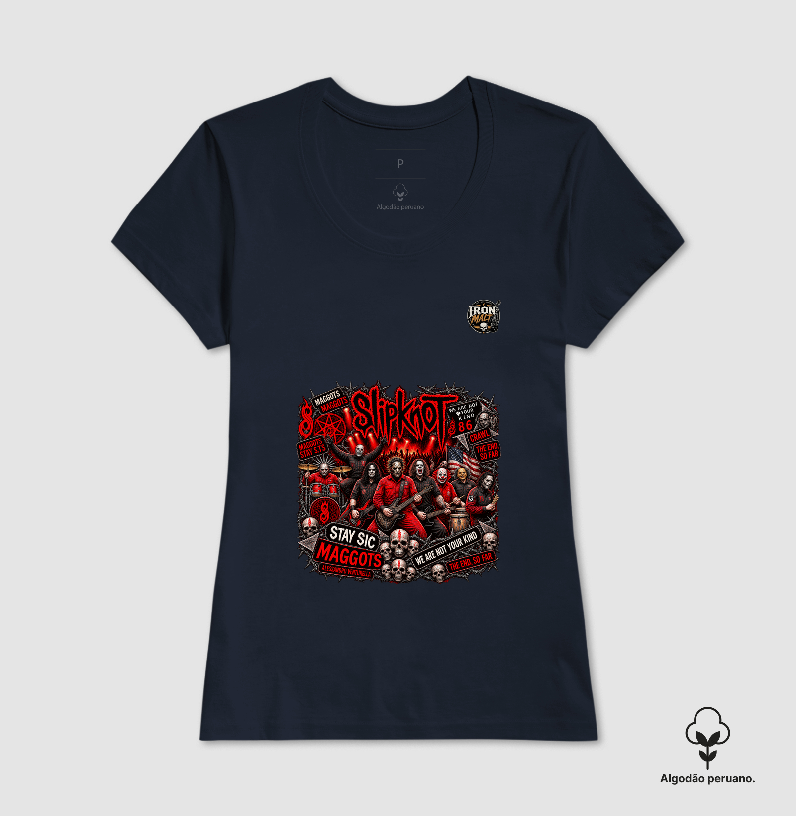 Camiseta Nu Metal Rock com Estampa Slipknot, Skull e Visual Dark - Imagem 6