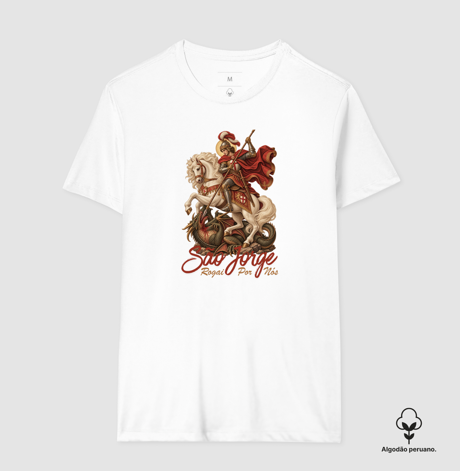 Camiseta Algodão Peruano São Jorge Rogai Por Nós - Imagem 7