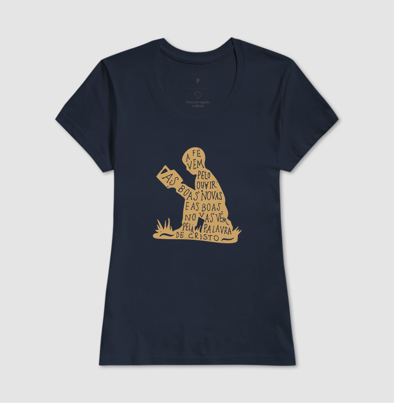 Camiseta Feminina A fé vem pelo Ouvir - Imagem 4