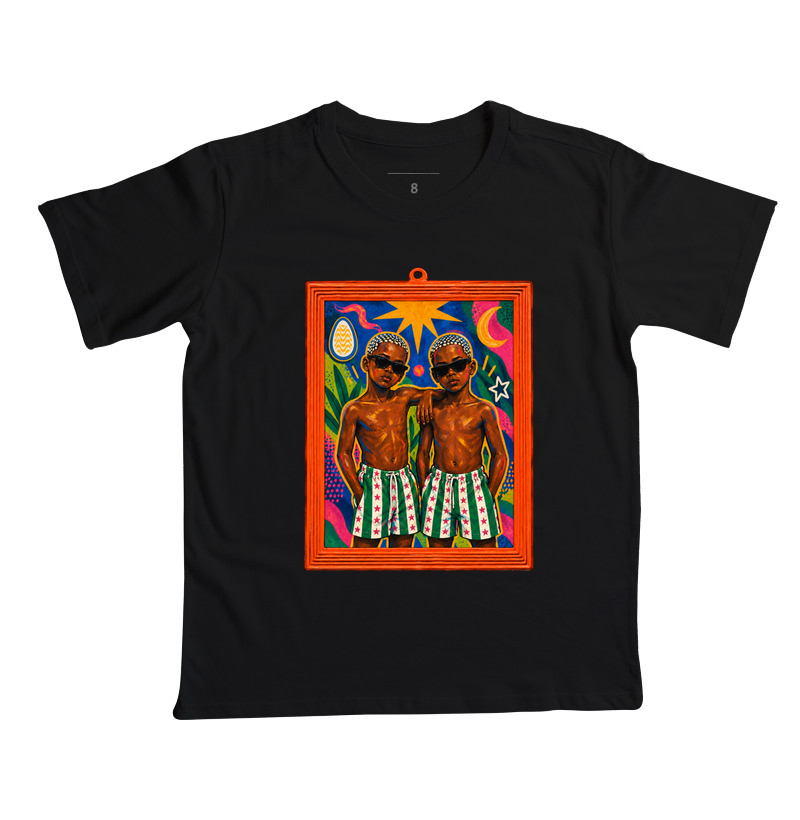 Camiseta Infantil São Cosme e Damião Moldura Espelho - Imagem 4