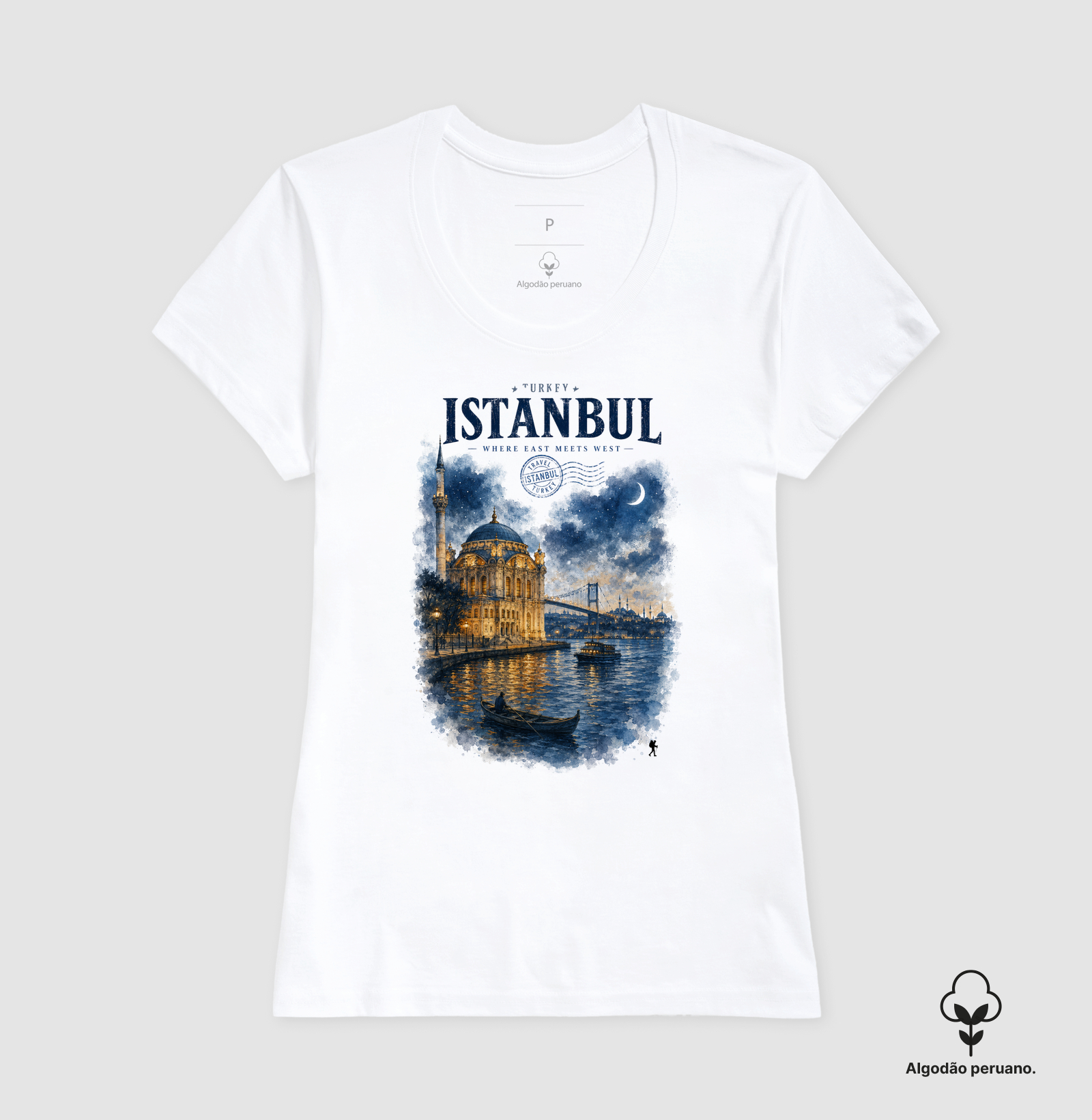 Camiseta Istanbul Turkey Where East Meets West | Aquarela Mesquita Bósforo | Colecao Fashion Travel - Imagem 7