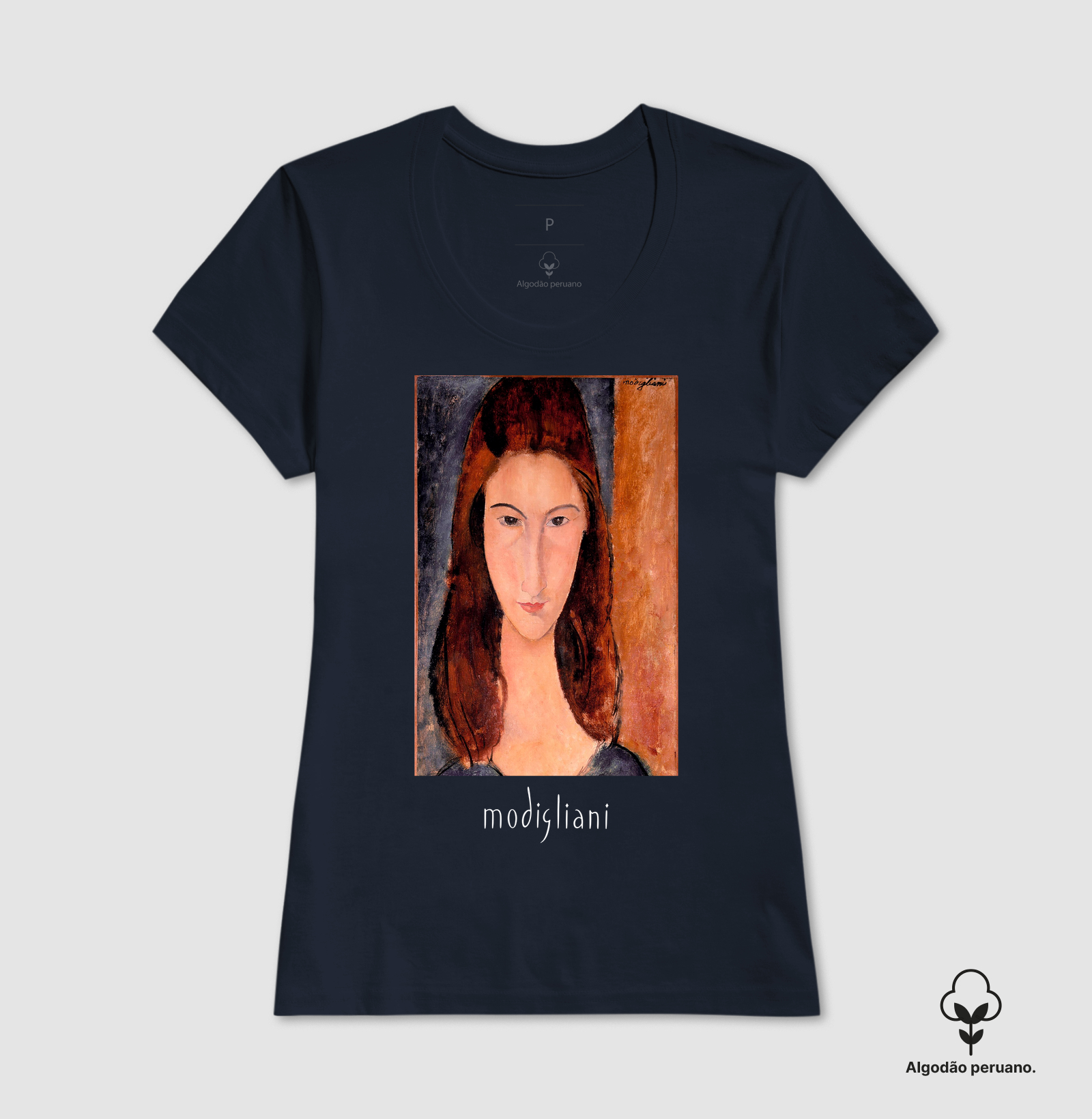 Camiseta Algodão Peruano Tanguis Retrato de Jeanne Hébuterne Modigliani - Imagem 6