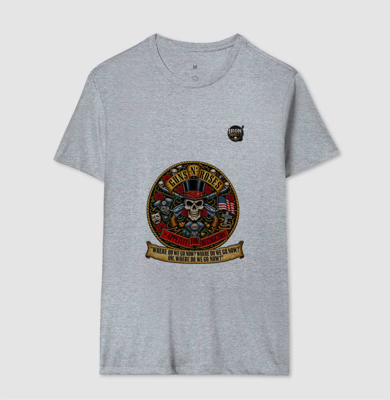 Camiseta Guns N’ Roses Caveira, Rosas e Revólveres - Imagem 8