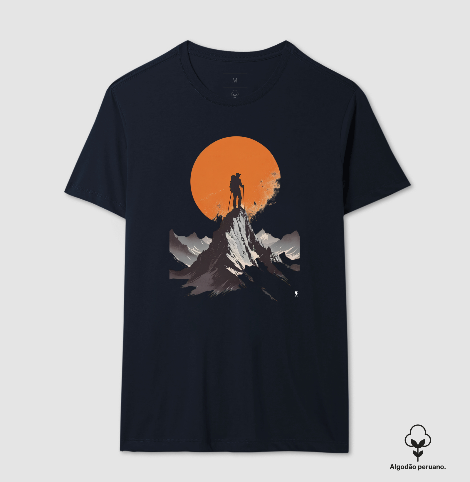 Camiseta Trilheiro no Topo da Montanha | Sol Laranja Silhueta Aventura | Colecao Fashion Travel - Imagem 2