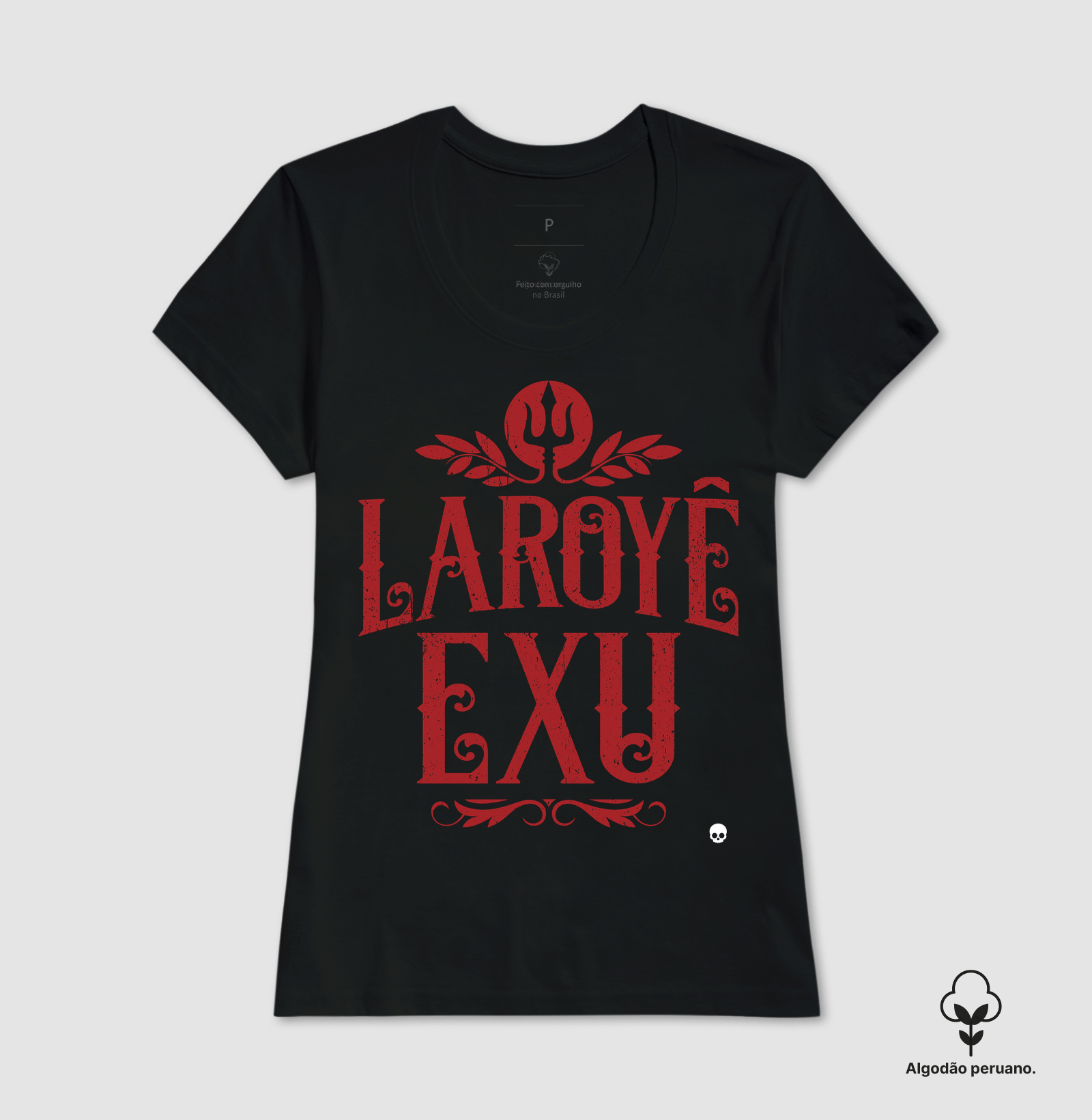 Camiseta Umbanda Laroyê Exu - Em Algodão Peruano - Imagem 3