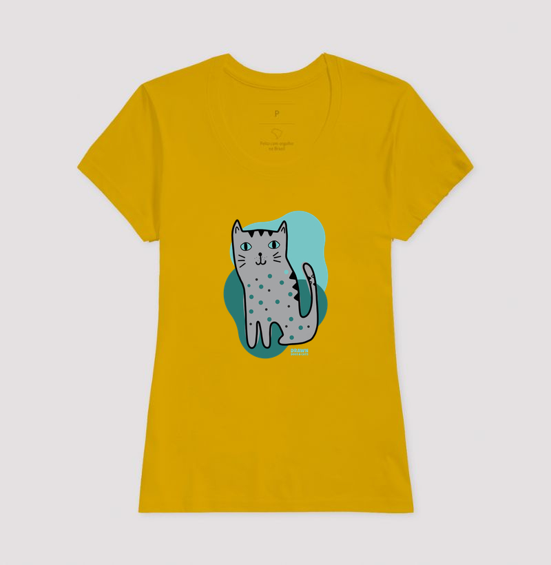 Desenho de gato cinza com fundo verde - Imagem 16