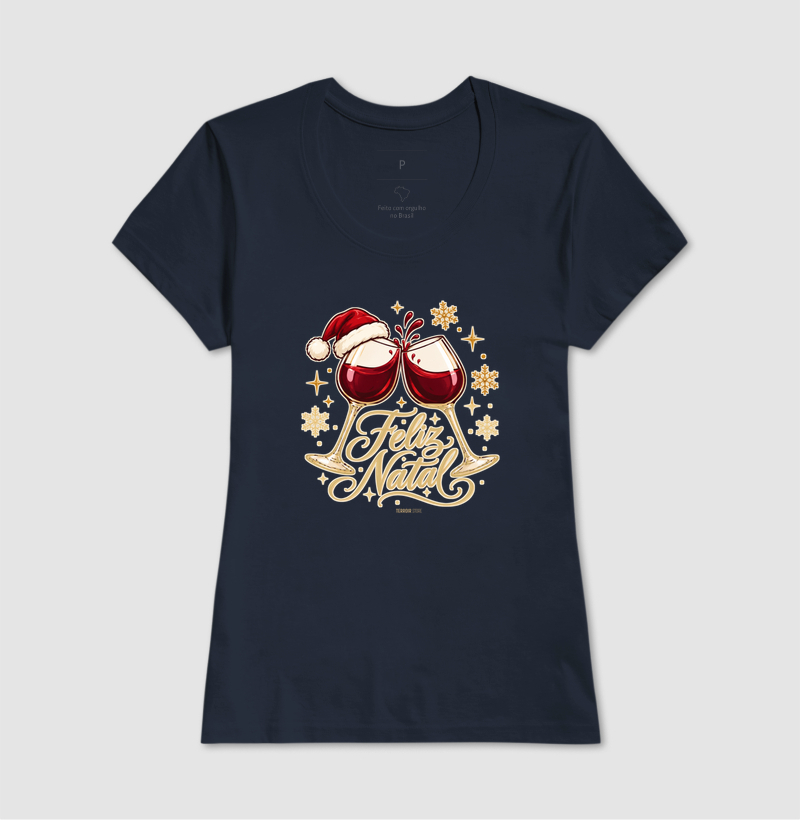 Camiseta Feliz Natal – Brinde de Taças de Vinho - Imagem 7