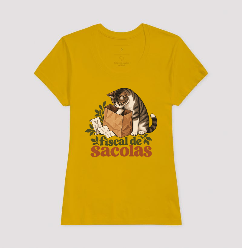 Camiseta Gato Compras "fiscal de sacolas" | Pelo & Pano - Imagem 15