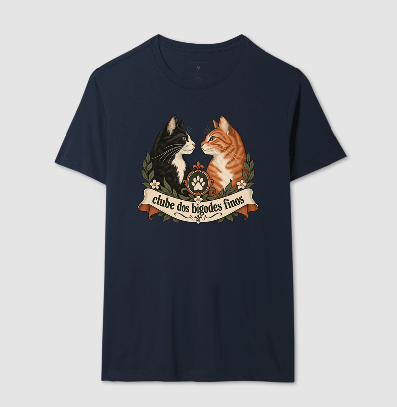Camiseta Gato Clássica "clube dos bigodes finos" | Pelo & Pano - Imagem 6