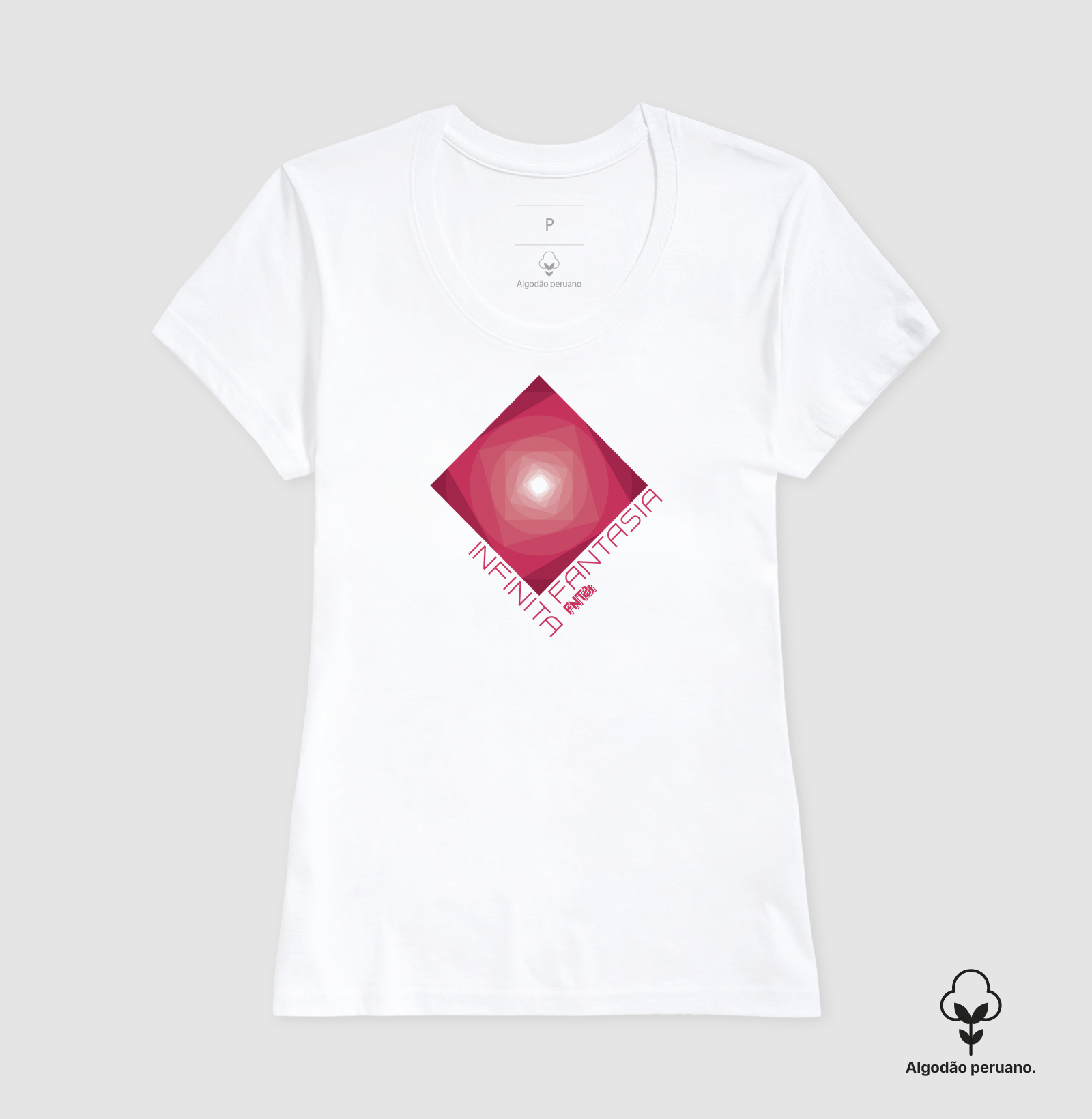 T-SHIRT "INFINITA FANTASIA" / MAGENTA ESTAMPA MÉDIA (ALGODÃO PERUANO)