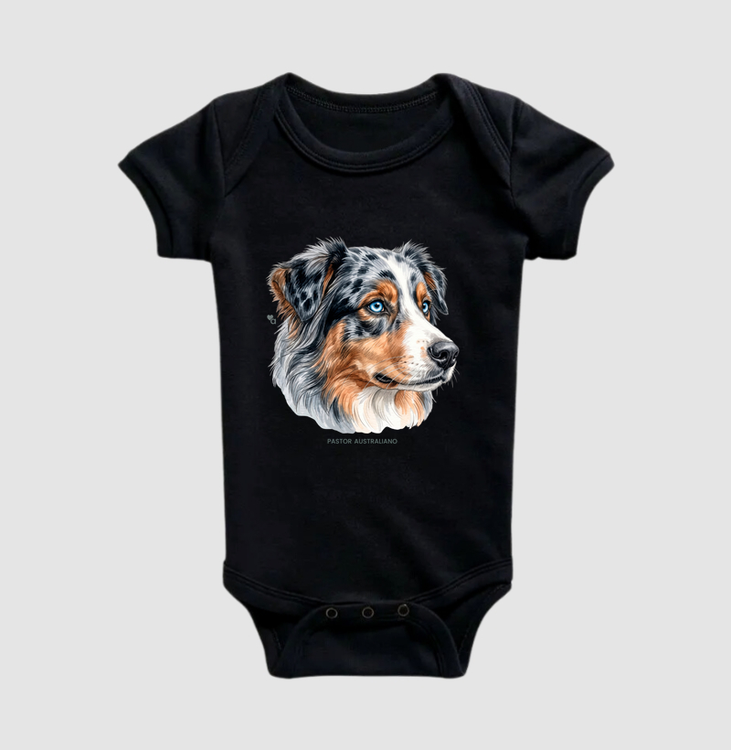 Cães - Pastor Australiano (Blue Merle) - Body Infantil - Imagem 4