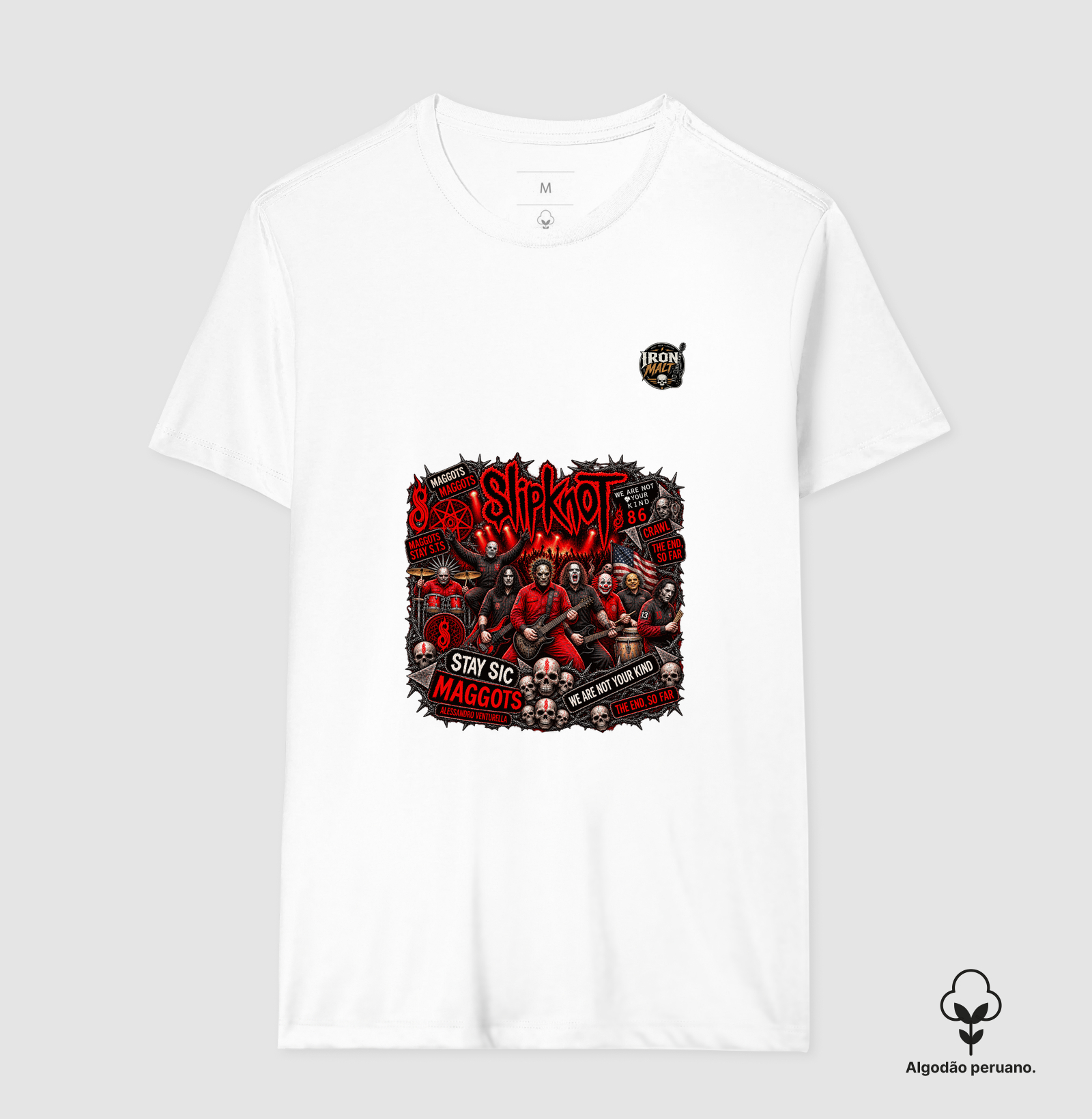 Camiseta Nu Metal Rock com Estampa Slipknot, Skull e Visual Dark - Imagem 4